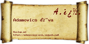 Adamovics Éva névjegykártya